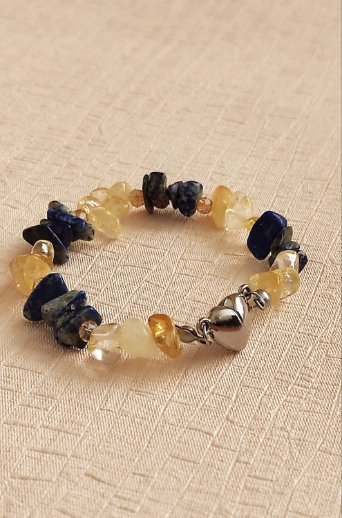 دستبند سنگ لاجورد و سیترین