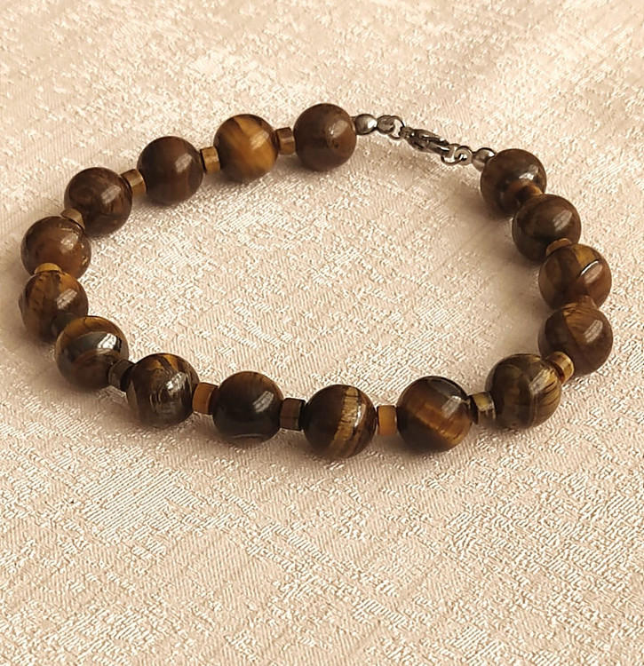 دستبند سنگ چشم ببر مردانه