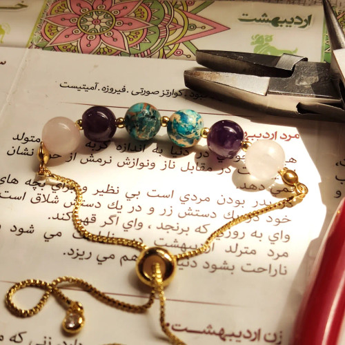 دستبند سنگ ماه اردیبهشت مدل آسانسوری اصل شاران