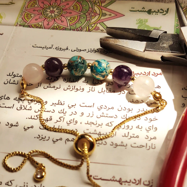 دستبند سنگ ماه اردیبهشت مدل آسانسوری اصل شاران