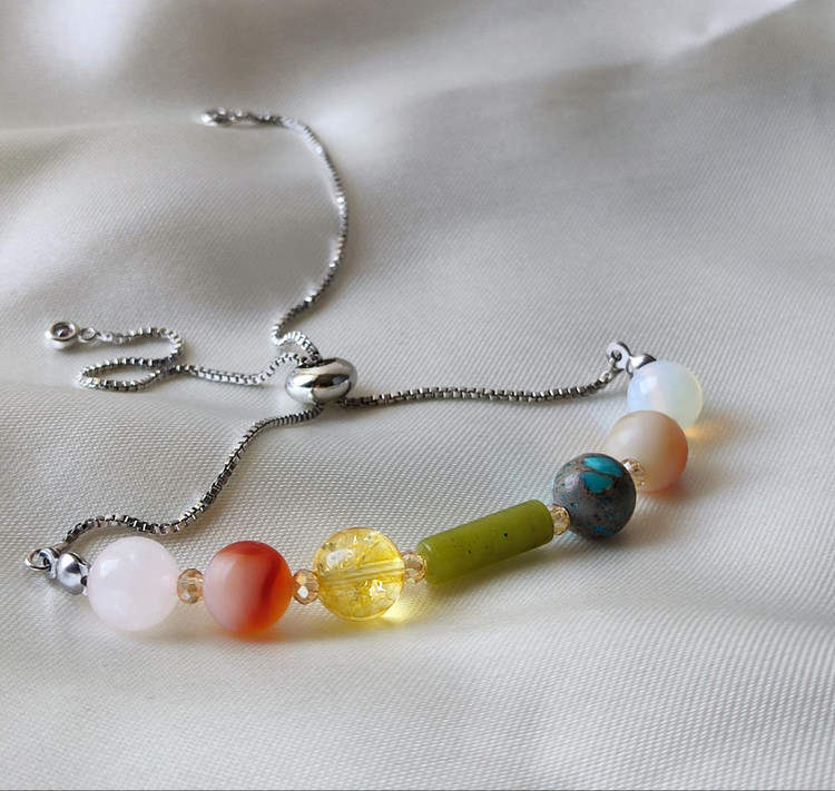 دستبند ماه تولد مهر با استیل رنگ ثابت اصل شاران