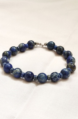 دستبند سنگ لاجورد مردانه اصل شاران