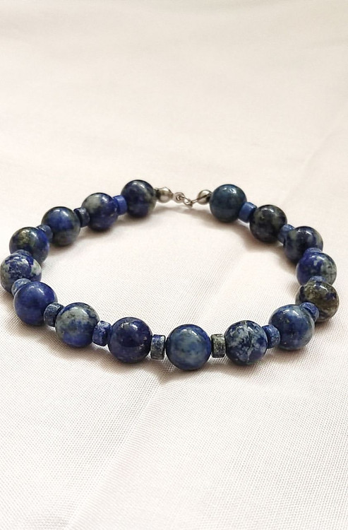 دستبند سنگ لاجورد مردانه اصل شاران