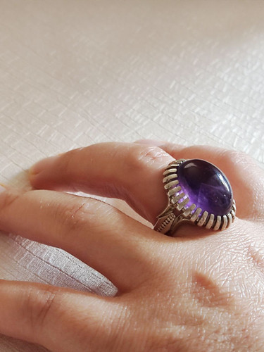 انگشتر نقره مردانه با نگین آمتیست