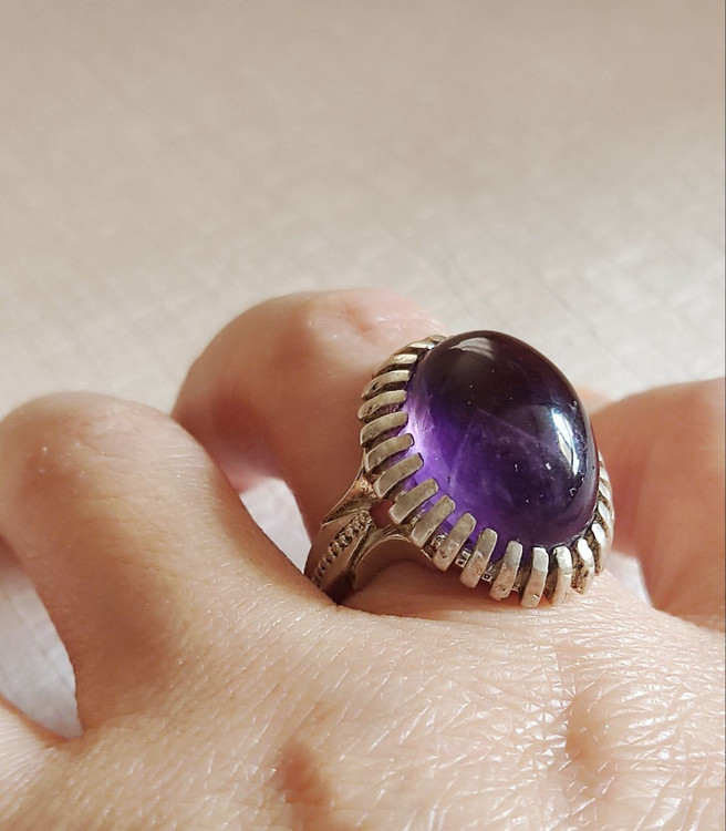انگشتر نقره مردانه با نگین آمتیست