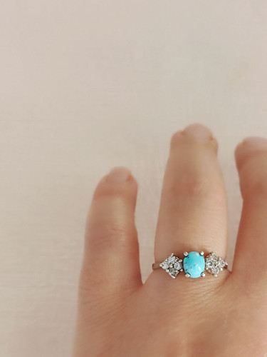 انگشتر نقره زنانه با نگین فیروزه نیشابور