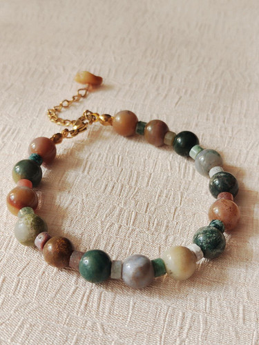 دستبند عقیق خزه ای