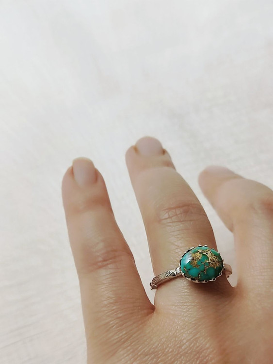 انگشتر نقره زنانه با نگین فیروزه