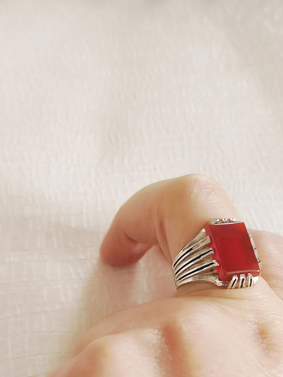 انگشتر نقره مردانه با نگین عقیق