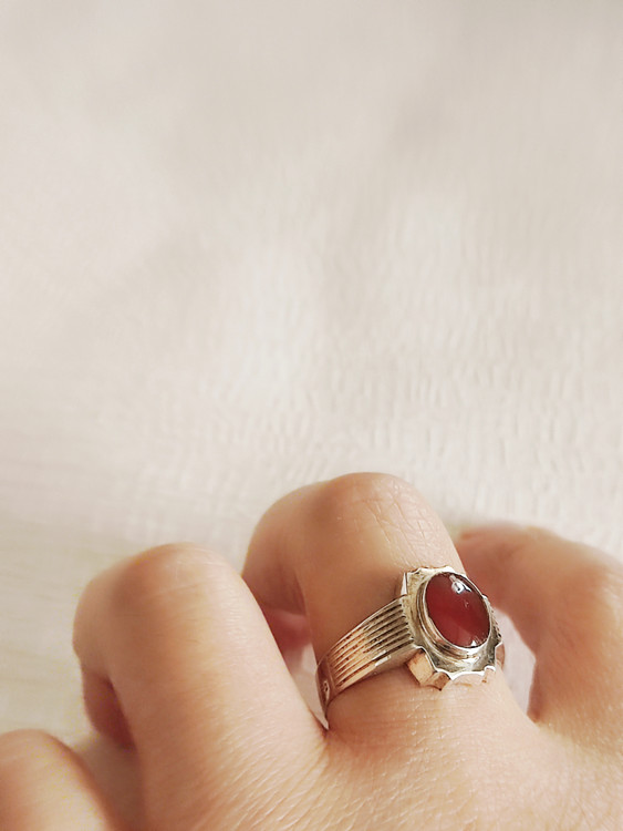 انگشتر نقره مردانه با نگین عقیق