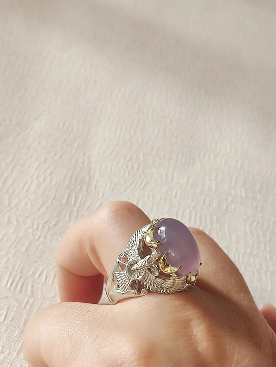 انگشتر نقره مردانه با نگین عقیق سوسنی